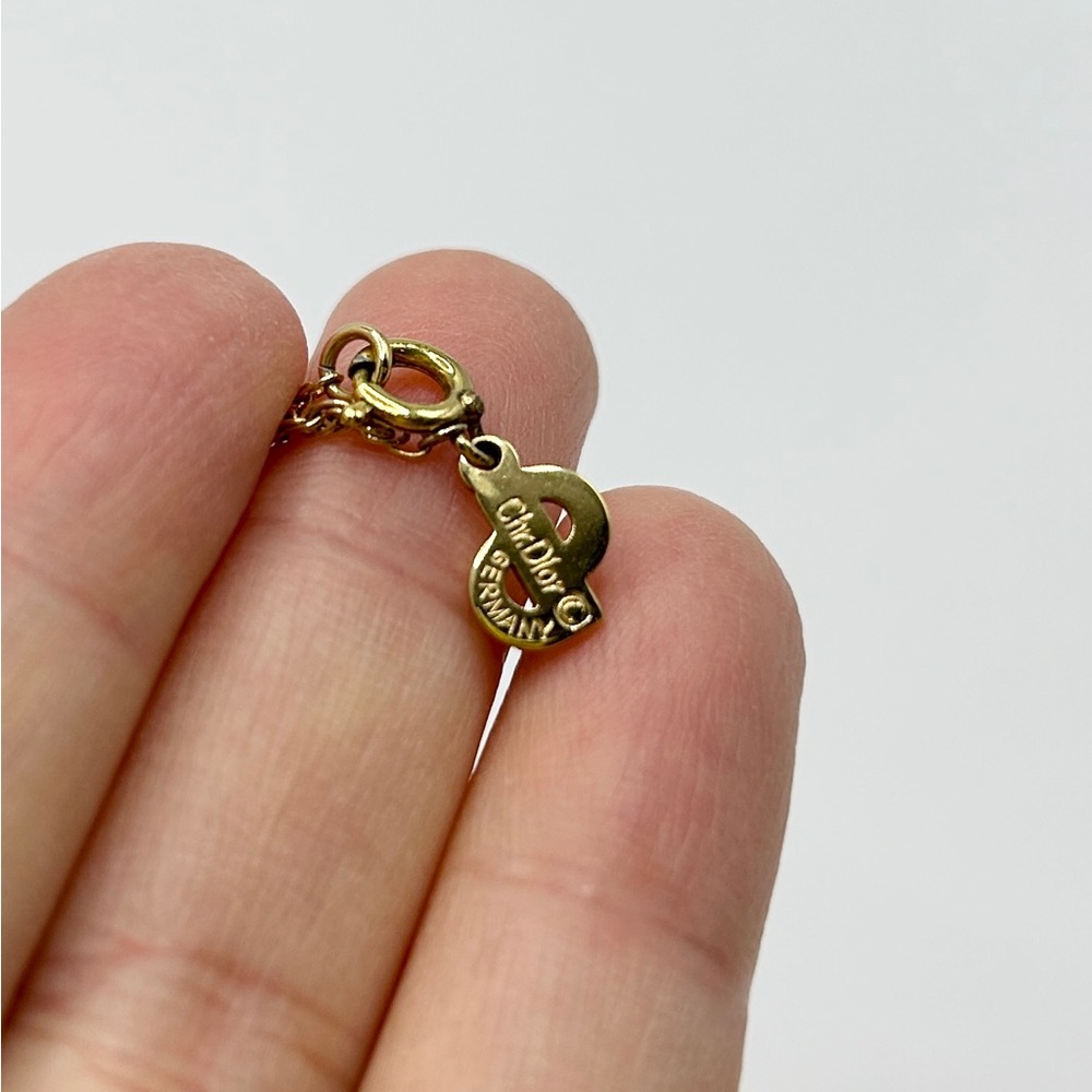 Dior Gold Plated Necklace with with Rhinestones on Pendant - Picture 4 of 5